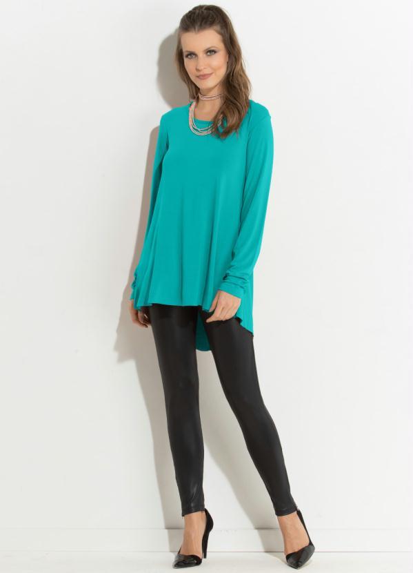 Quintess - Blusa Turquesa Mullet com Mangas Longas 7