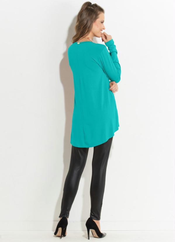 Quintess - Blusa Turquesa Mullet com Mangas Longas 6