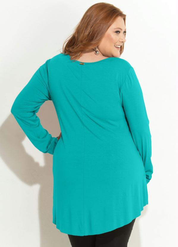 Quintess - Blusa Turquesa Mullet com Mangas Longas 4