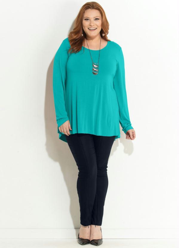 Quintess - Blusa Turquesa Mullet com Mangas Longas 3