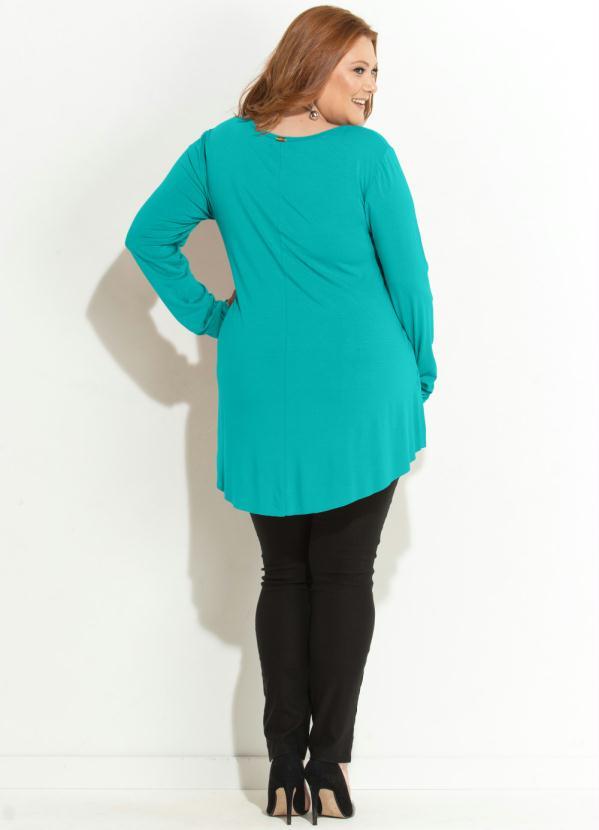 Quintess - Blusa Turquesa Mullet com Mangas Longas 2