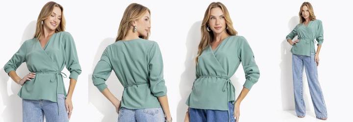 Blusa Verde Claro em Crepe Plano