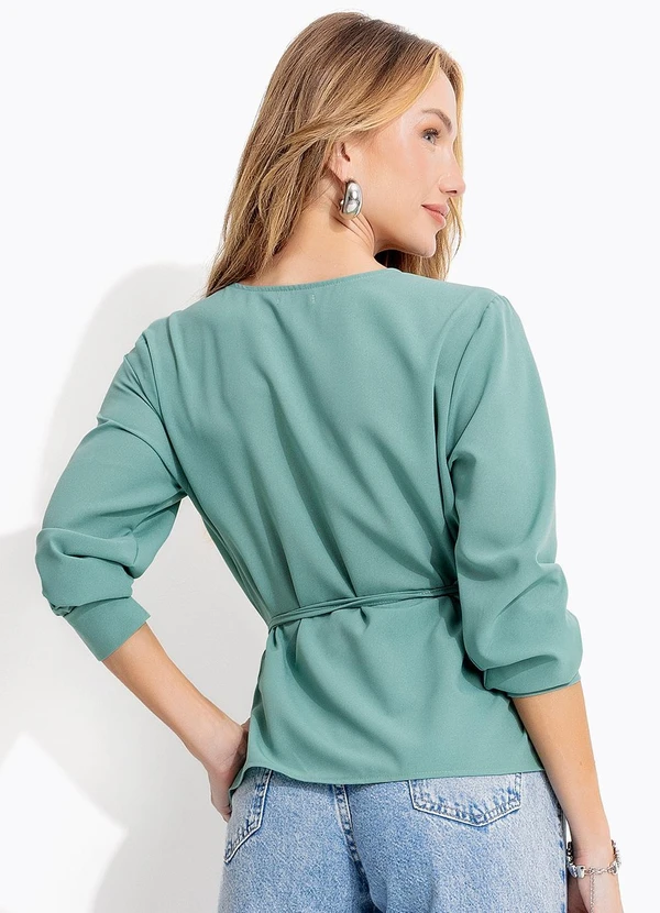 Quintess - Blusa Verde Claro em Crepe Plano 7