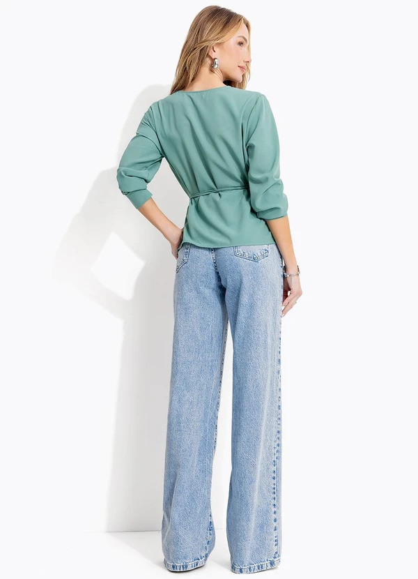Quintess - Blusa Verde Claro em Crepe Plano 4