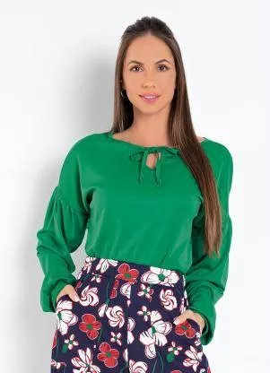 Moda Pop - Blusa Verde com Cava Deslocada - MODA POP