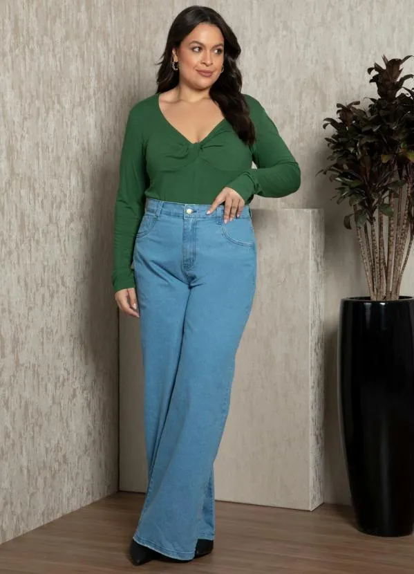 Quintess - Blusa Verde com Torção no Decote
