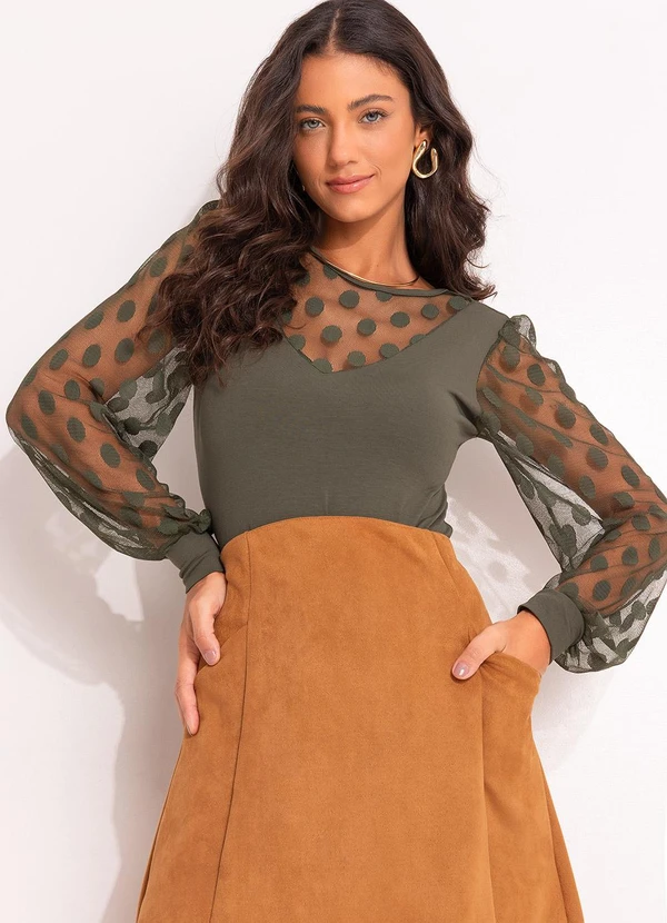 Quintess - Blusa Verde em Malha de Viscose