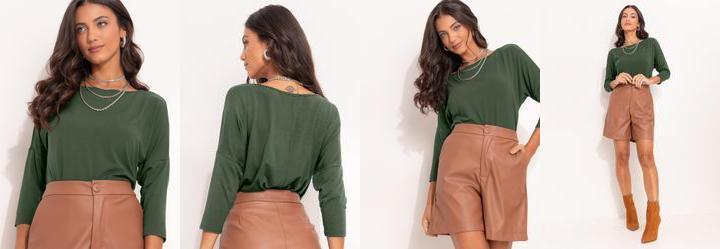 Blusa Verde em Malha de Viscose