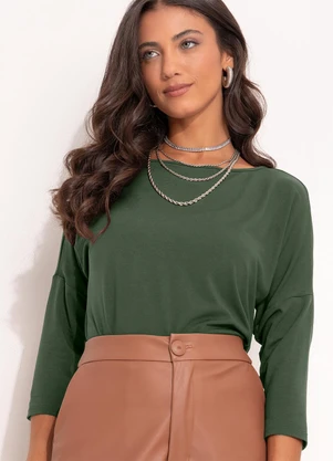 Quintess - Blusa Verde em Malha de Viscose - QUINTESS