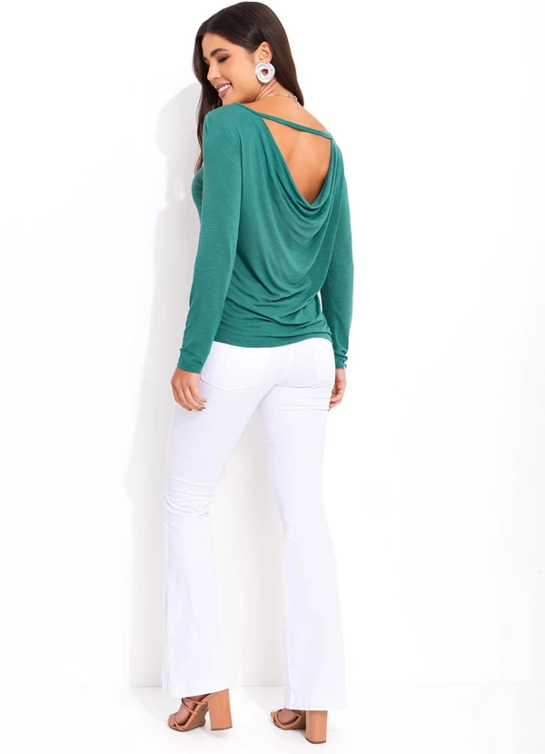Bimini - Blusa Verde em Malha Flamê 4