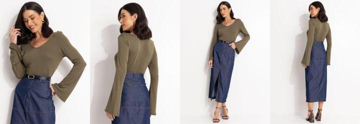 Blusa Verde em Malha Tricot