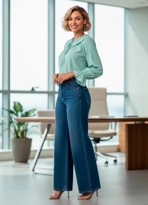 Quintess - Blusa Verde em Viscose Plana - QUINTESS