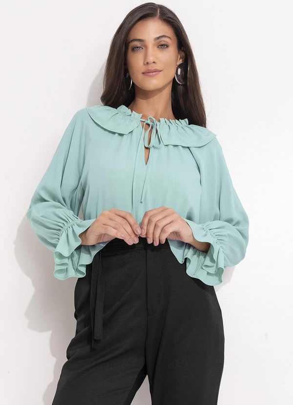 Quintess - Blusa Verde em Viscose Plana 7