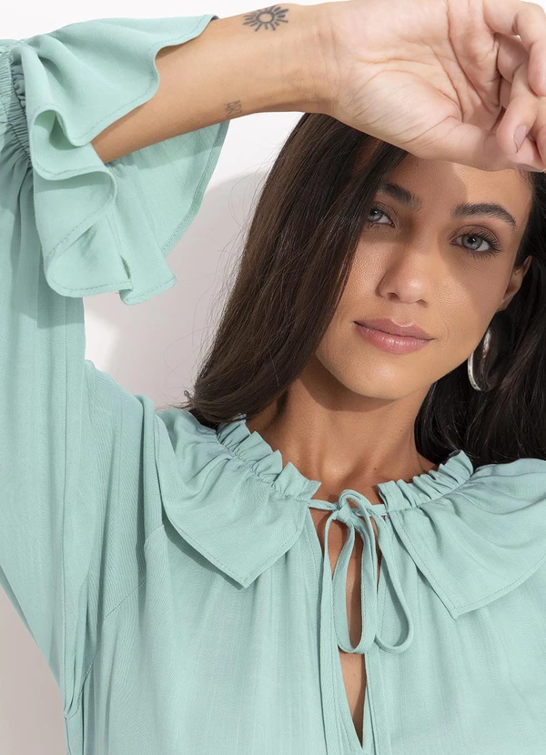 Quintess - Blusa Verde em Viscose Plana 8