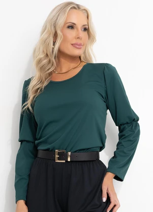 Moda Pop - Blusa Verde Escuro em Malha - MODA POP