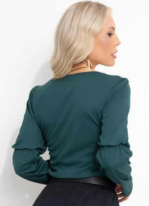Moda Pop - Blusa Verde Escuro em Malha - MODA POP