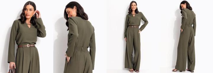 Blusa Verde Escuro em Tecido de Alfaiataria