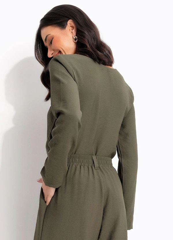 Quintess - Blusa Verde Escuro em Tecido de Alfaiataria 2