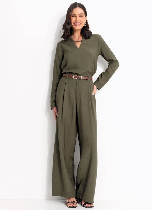 Quintess - Blusa Verde Escuro em Tecido de Alfaiataria 3