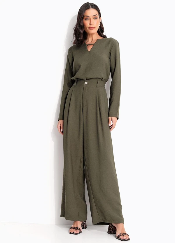 Quintess - Blusa Verde Escuro em Tecido de Alfaiataria 5