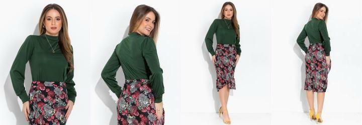 Blusa Verde Militar com Gola