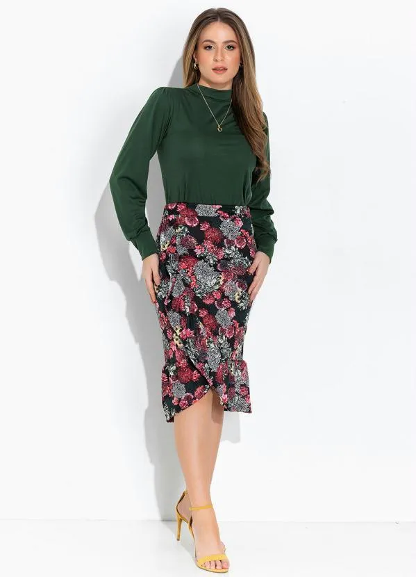 Rosalie - Blusa Verde Militar com Gola 3