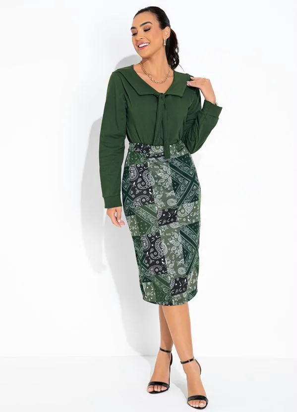 Rosalie - Blusa Verde Militar com Gola 3