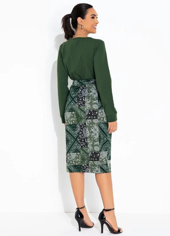 Rosalie - Blusa Verde Militar com Gola 4