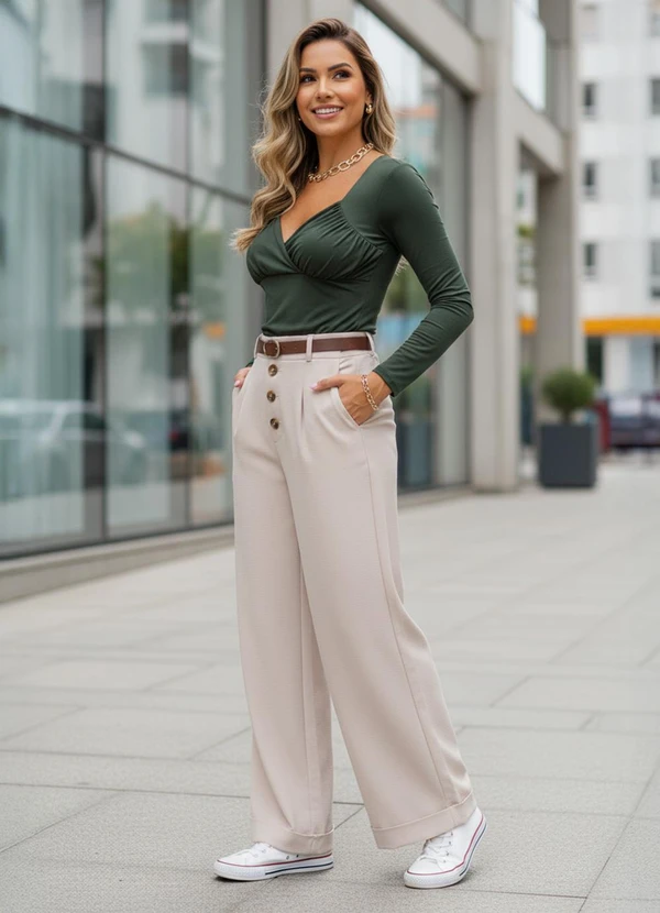 Quintess - Blusa Verde Militar em Malha de Viscose 4