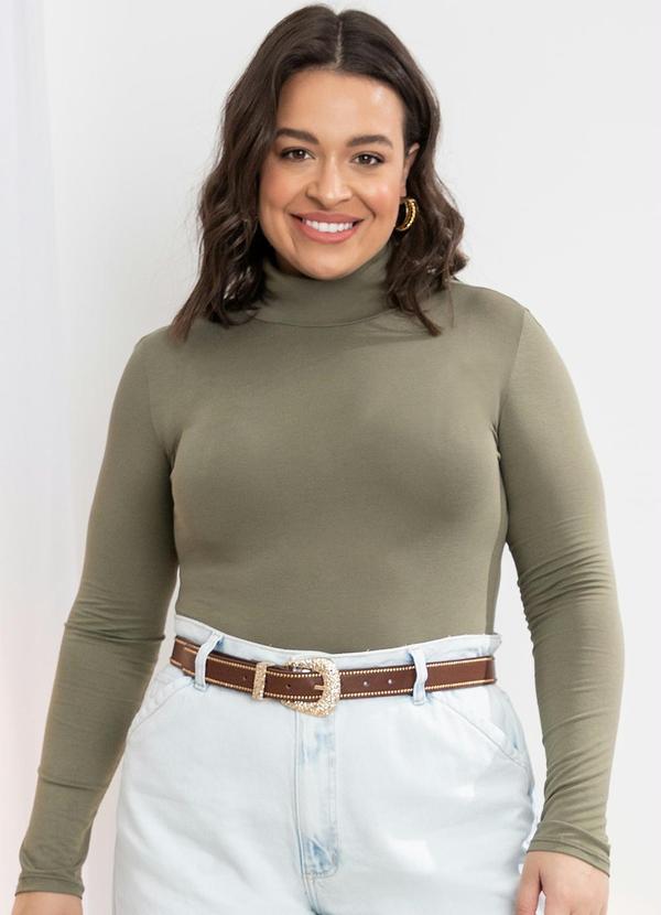 Quintess - Blusa Verde Militar Justinha com Gola Alta 8