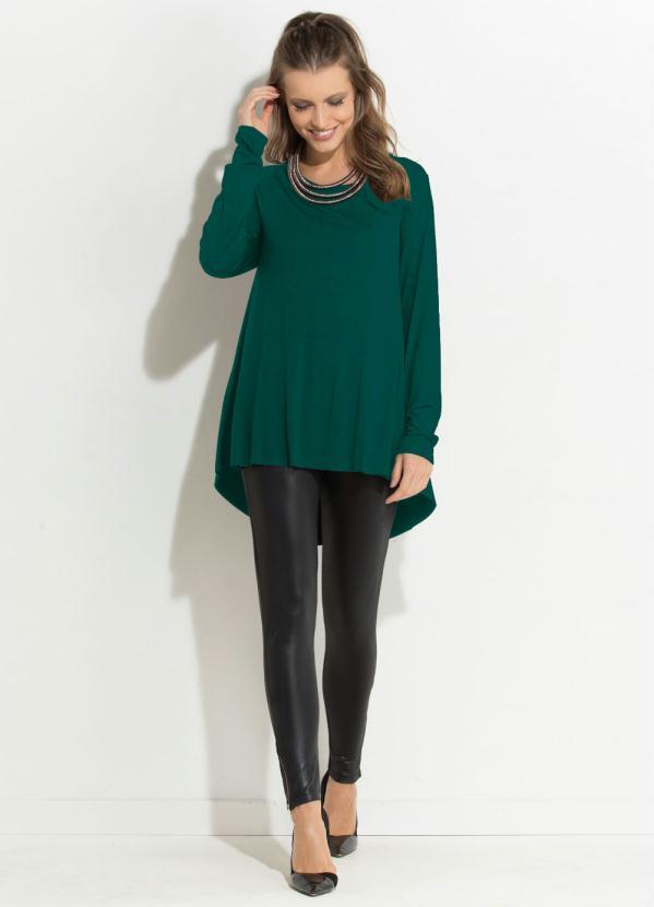 Quintess - Blusa Verde Modelo Mullet com Mangas Longas 3