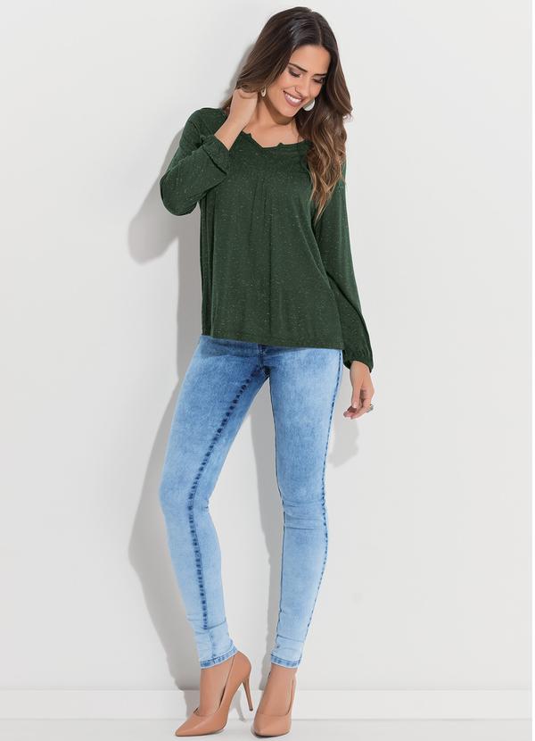 Quintess - Blusa Verde Musgo Soltinha Mangas 7/8 3