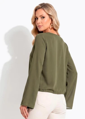 Quintess - Blusa Verde Oliva em Crepe Plano - QUINTESS