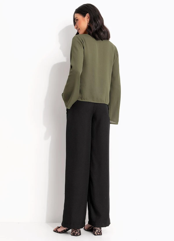 Quintess - Blusa Verde Oliva em Crepe Plano 3