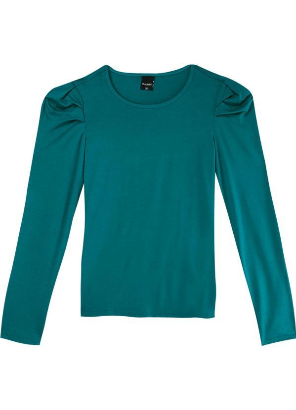 Malwee - Blusa Verde Petróleo com Manga Franzida