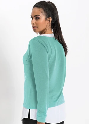 bonprix - Blusa Verde Turquesa em Meia Malha - BONPRIX