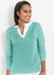 bonprix - Blusa Mangas Longas com Visual Duplo Preto - variação: Verde Turquesa