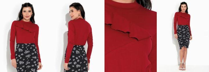 Blusa Vermelha com Gola Alta