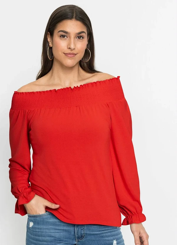 bonprix - Blusa Vermelha em Malha de Viscose