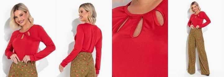 Blusa Vermelho com Recortes Vazados