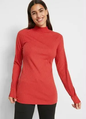 bonprix - Blusa Vermelho em Canelado - BONPRIX