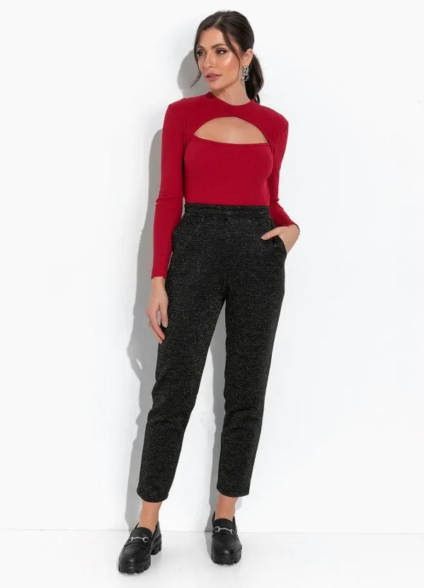 Moda Pop - Blusa Vermelho em Ribana Canelada 3