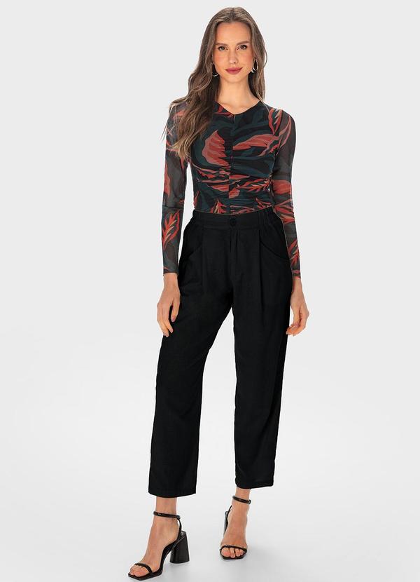 Malwee - Blusa Vermelho Justa Folhagens em Tule 2