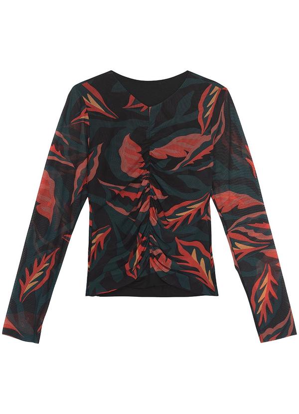 Malwee - Blusa Vermelho Justa Folhagens em Tule 3
