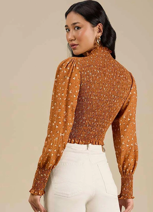 Angel - Blusa Viscose Estampada Marrom 3