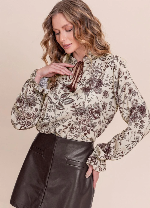 Angel - Blusa Viscose Estampada Bordo 1