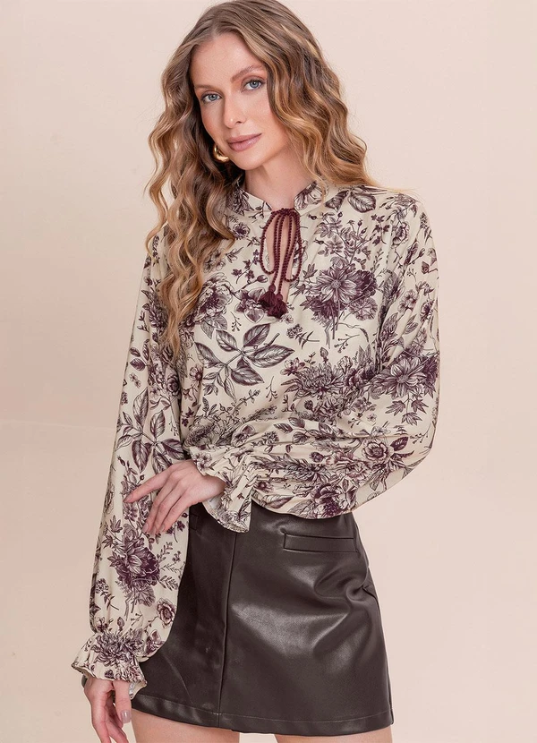 Angel - Blusa Viscose Estampada Bordo 3