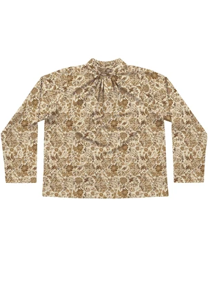 Angel - Blusa Viscose Estampada Lurex Bege - ANGEL