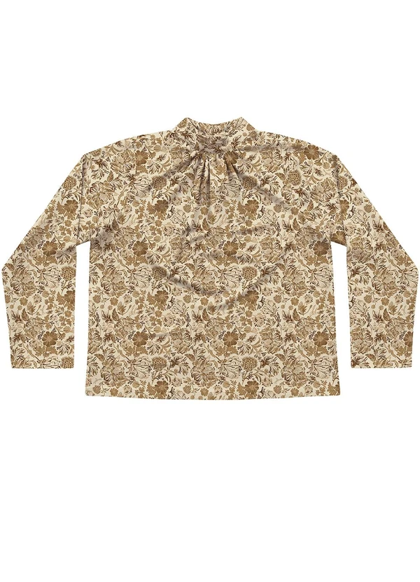 Angel - Blusa Viscose Estampada Lurex Bege