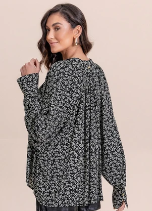 Angel - Blusa Viscose Estampada Preto - ANGEL